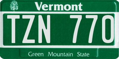 VT license plate TZN770