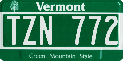 VT license plate TZN772