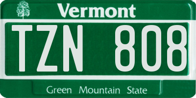 VT license plate TZN808