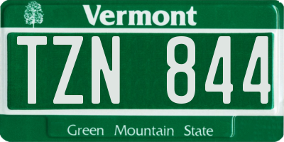 VT license plate TZN844