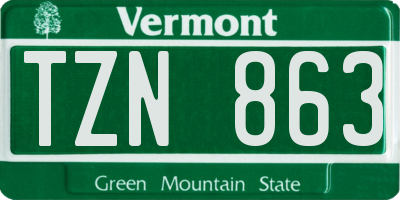 VT license plate TZN863