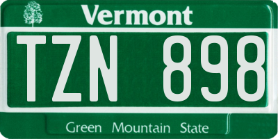 VT license plate TZN898