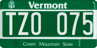 VT license plate TZO075