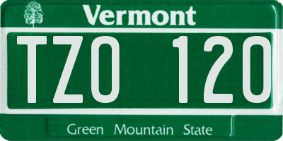 VT license plate TZO120