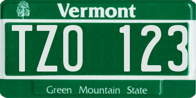 VT license plate TZO123