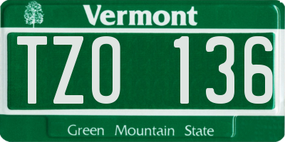 VT license plate TZO136
