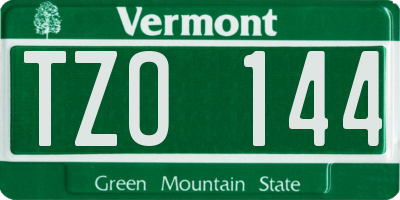 VT license plate TZO144