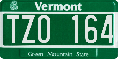 VT license plate TZO164