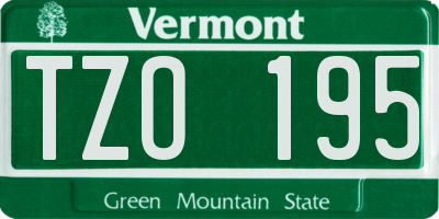 VT license plate TZO195