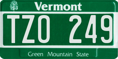 VT license plate TZO249