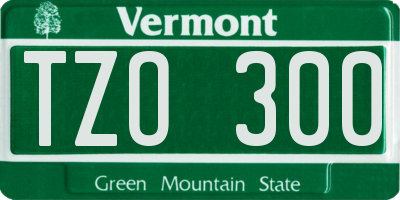 VT license plate TZO300