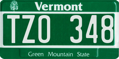 VT license plate TZO348