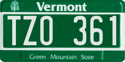 VT license plate TZO361