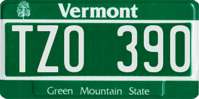 VT license plate TZO390
