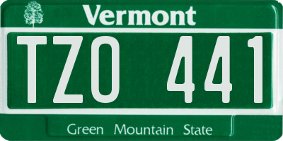 VT license plate TZO441