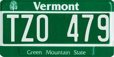 VT license plate TZO479