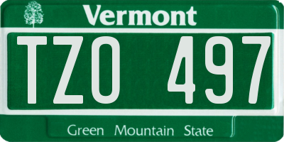 VT license plate TZO497