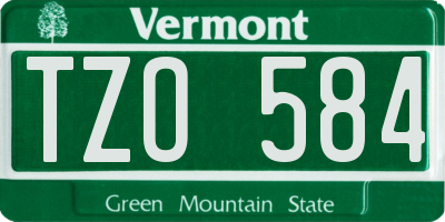 VT license plate TZO584