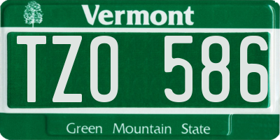 VT license plate TZO586