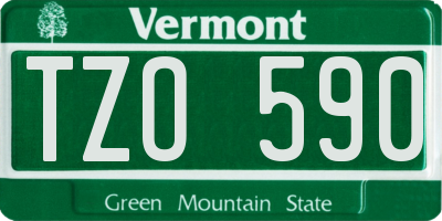VT license plate TZO590