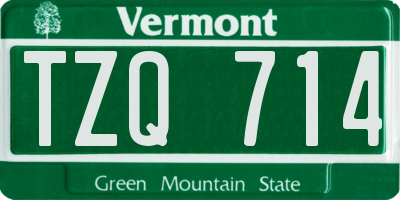 VT license plate TZQ714