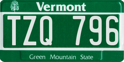 VT license plate TZQ796