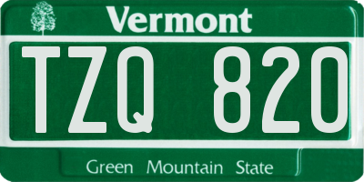 VT license plate TZQ820