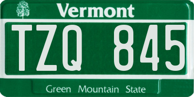VT license plate TZQ845