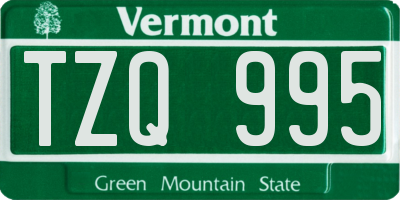 VT license plate TZQ995