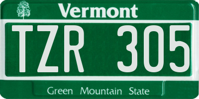 VT license plate TZR305