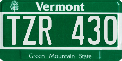 VT license plate TZR430