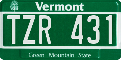 VT license plate TZR431
