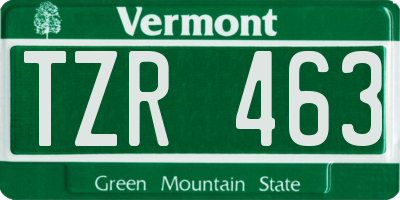 VT license plate TZR463