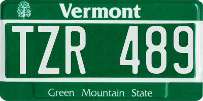 VT license plate TZR489
