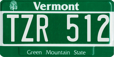 VT license plate TZR512