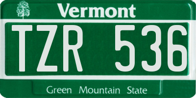 VT license plate TZR536