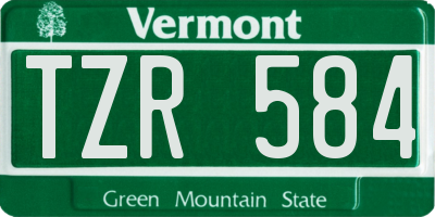 VT license plate TZR584