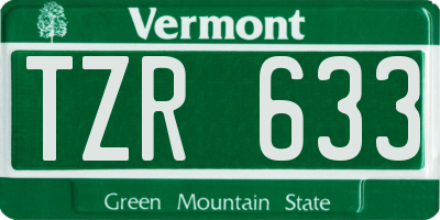 VT license plate TZR633