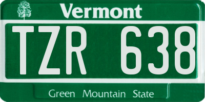 VT license plate TZR638