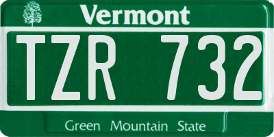 VT license plate TZR732