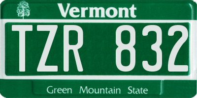 VT license plate TZR832