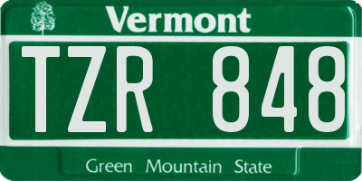VT license plate TZR848