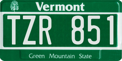 VT license plate TZR851