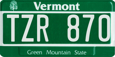 VT license plate TZR870
