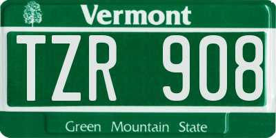 VT license plate TZR908