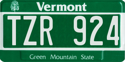 VT license plate TZR924
