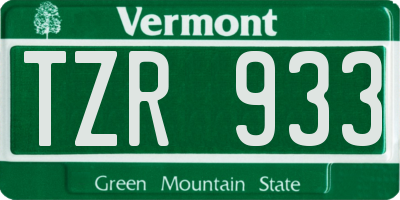 VT license plate TZR933