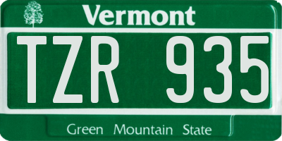 VT license plate TZR935