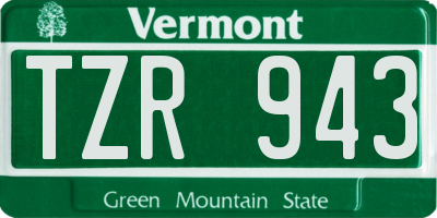 VT license plate TZR943