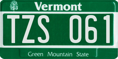 VT license plate TZS061